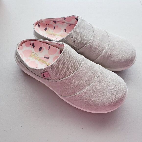 Spenco Comfort Slides Clogs Slip Ons Size 6.5 Suede Beige Gray - Picture 2 of 7
